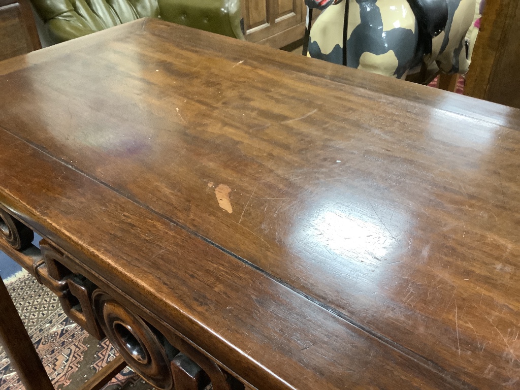 A 19th century Chinese hongmu altar table, width 94cm, depth 43cm, height 83cm